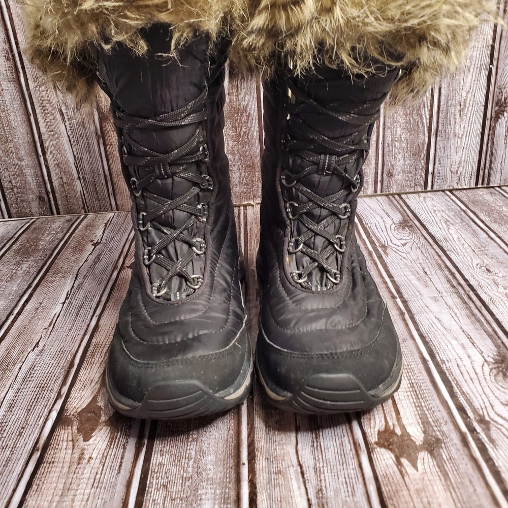 Women's Eddie Bauer Snow Boots Black Waterproof Vibram Sole High Top Size 8 - Picture 4 of 11
